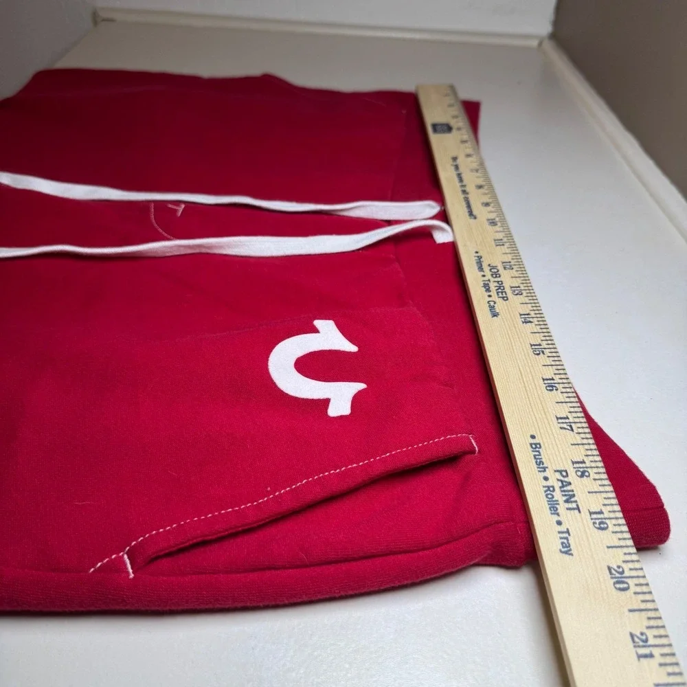 True Religion Mens Red Horseshoe Logo Jogger Sweatpants XL‎ Drawstring Fleece